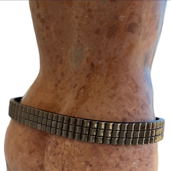 Y2K Black Manmade Grunge Style Leather Studded Belt main image 9
